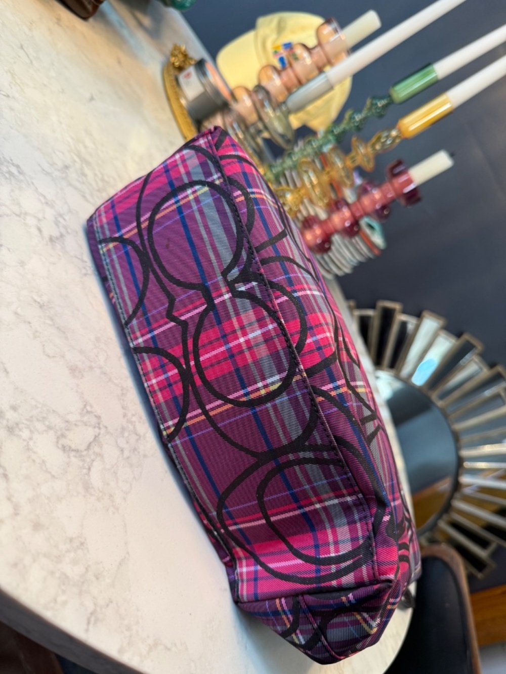 Coach Poppy Tartan Plaid Signature Tote - Picture 4 of 6